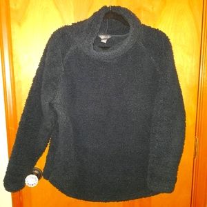 EDDIE BAUER Black Fireside Plush Pullover Fleece Sweater LARGE